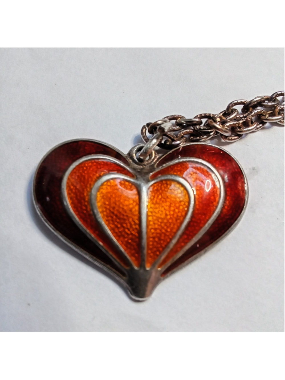 Collectible David-Andersen Red Enamel Heart Necklace in Sterling Silver - Picture 3 of 12